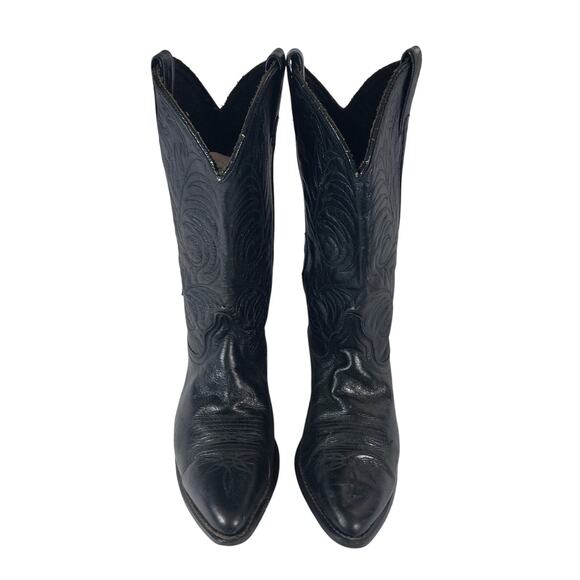 ACME! BLACK GENUINE LEATHER FANCY STITCHED WESTERN COWBOY POINTY BOOTS! SZ 7.5M - Picture 4 of 11